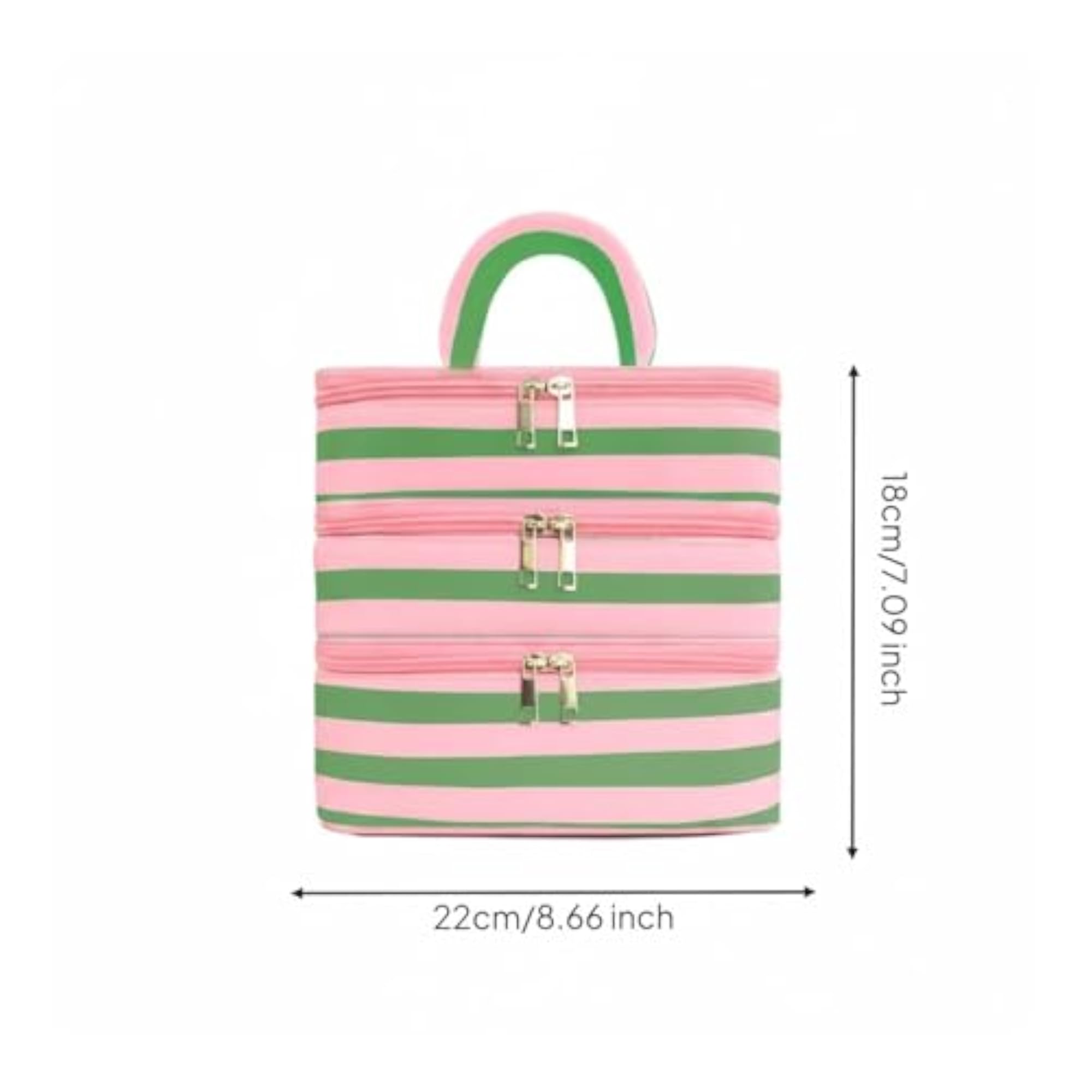 Double Zipper 3-Layer Makeup Case Multi-Purpose Portable Organizer